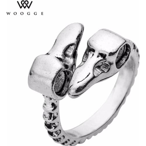 2018 Fashion Jewelry Vintage Adjustable Norse Viking Anel Rune Ring Bague Homme Biker Stainless Steel Animal Rings For Women Men