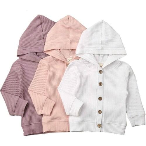 0-24M Newborn Baby Boy Girl Long Sleeve Solid Color Hooded Jacket Coat Outwear Spring Autumn Clothes