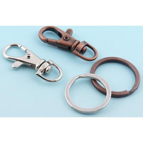 Copper Lobster Clips Metal Key Ring Hook Findings DIY Lanyard Strap Claw Bag Strap Keychain Regular Swivel Clasp with keyrings