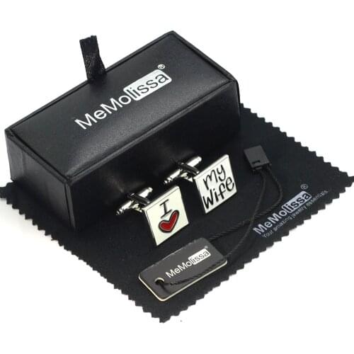 MeMolissaHot sale I Love My Wife New Trendy Rare Exquisite Cuff Links Gift for Wedding Groom Party High Quality