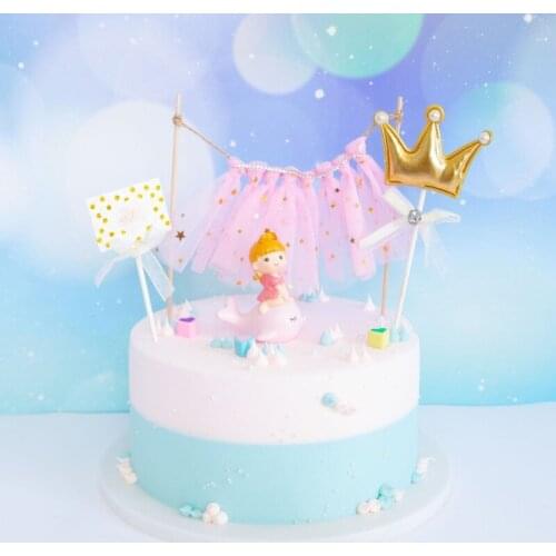 Cute tassel cake top hat flash birthday happy cake top flag multicolor wedding cake decoration party household items