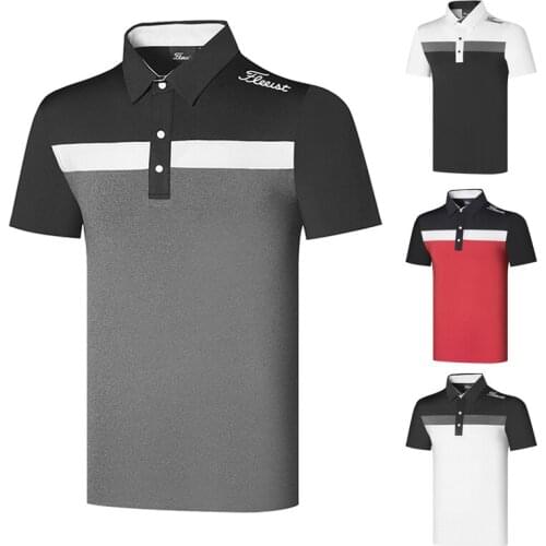Mens Golf Shirt Summer Sports Golf Apparel Short Sleeve T-shirt Dry Fit Breathable Polo Shirt for Men