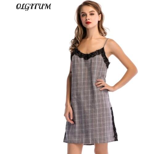 OLGITUM Summer Dresses In A Cage