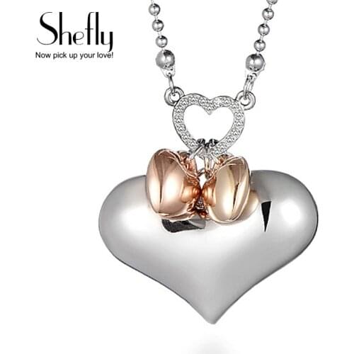 Silver Color Animal Bear Heart Necklaces & Pendants with Paved CZ Cubic Zircon Pendant For Women Birthday Gift Sweater Jewelry