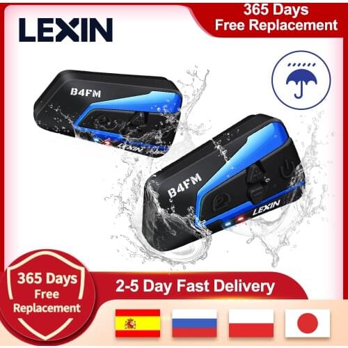 Lexin Bluetooth Motorcycle Intercom 4 Ways Wireless Moto Helmet Headset Interphone B4FM With FM Radio intercomunicador moto