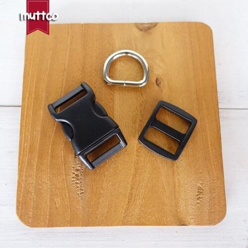 Plastic buckle+adjust buckle+ D ring)retailing DIY Dog Collar accessory black 2.0cm webbing plastic buckle adjust buckle