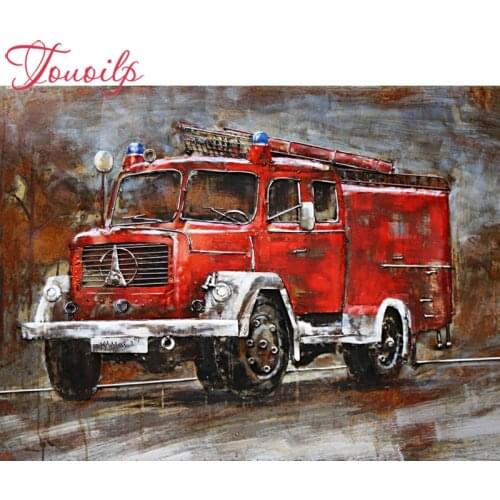 Full square Diamond Embroidery Fire truck Rhinestone Needlework Diy Diamond Painting Cross Stitch Diamond Mosaic 3d picture