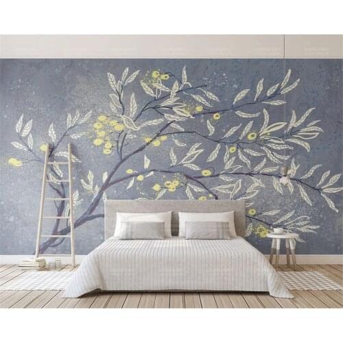 Beibehang Customized fashion personality three-dimensional branch leaves new Chinese style background wallpaper papier peint