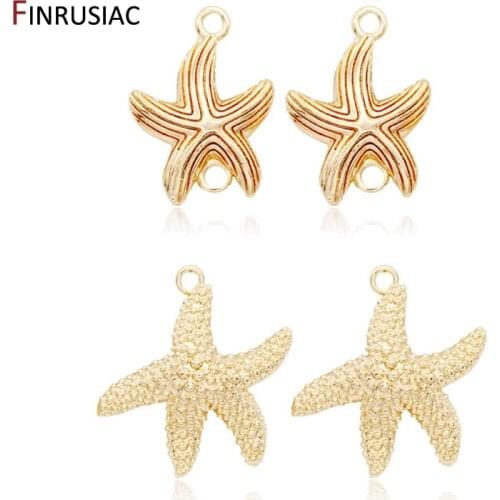 Jewelry Making Supplies 2020 New 14K Real Gold Plated Starfish Charms Pendants DIY Bracelets Necklaces Earrings Accessories