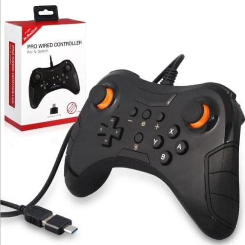 Pro Wired Controller for Nintend Switch/PS3/PC(Win XP/7/8/10)/Android Smart Devices Gamepad with Type-C Converter Wired Joystick