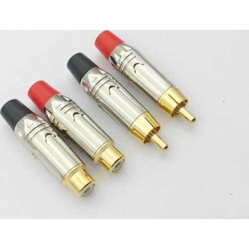 2pcs high quality COPPER Gold plated Silver RCA plug /RCA female socket Audio soldering connector