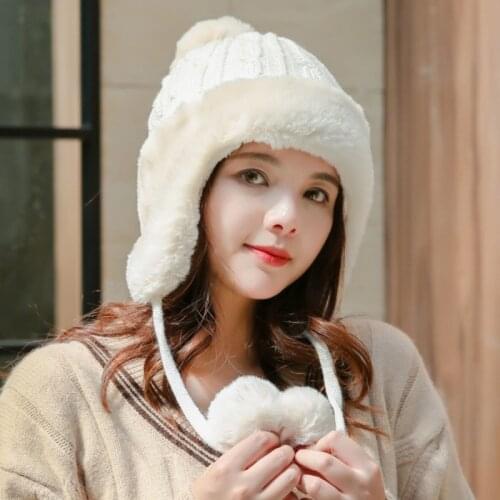 Womens winter hat Ski brand Big Fur pom poms ball Knitted hats scarf hat set Winter women Beanie Hat Warm Skullies female cap
