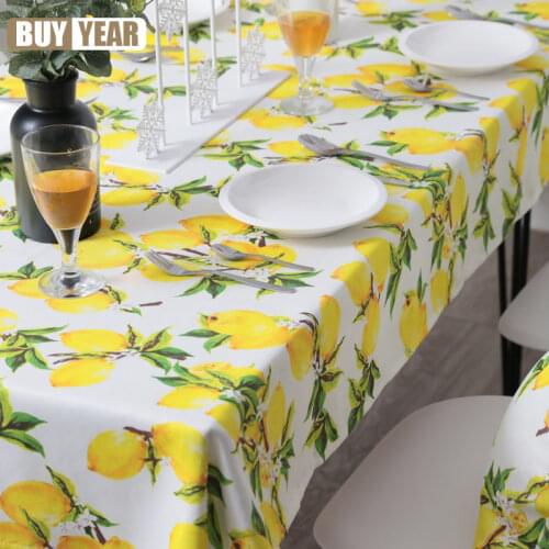 Fresh Lemon Nordic Waterproof Dining Table Cloth For Kitchen Tablecloth Round Rectangular Coffee Tea Table Cloth TC010-40