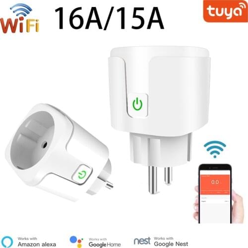 16A/15A EU WiFi Smart Plug Smart Plug With Timing Function Tuya Control Remote Voice Control Work With Google Smart Home Alexa