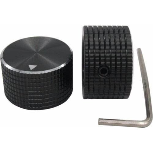 Taiss / 2Pcs 25 mmx15 mm 6.4mm / 0.25" Black Aluminum Rotary Electronic Control Potentiometer Knobs
