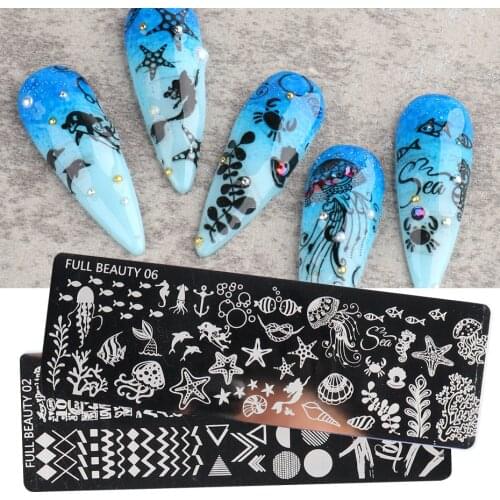 Nail Art Stamping Plate Summer animal underwater world love Stencil for Nails Transfer Stamp Template Manicure Tool nail stamper