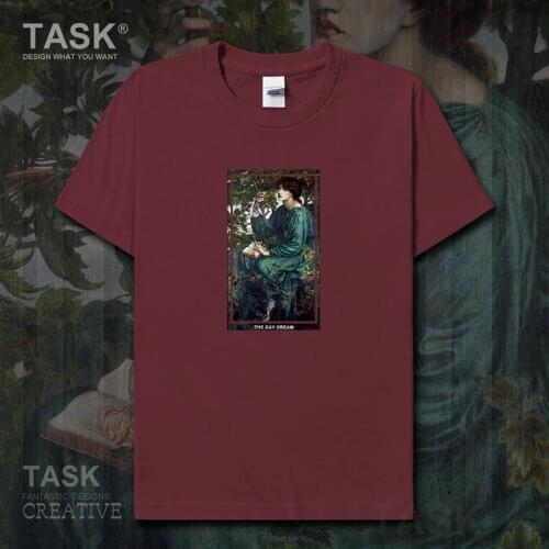 World famous painting series t-shirt Rossetti Art Painting The Day Dream Short sleeve clothes cotton summer Retro Streetwear new