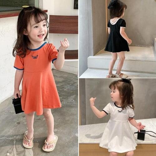 High Quality Baby Girls Summer Short Sleeves Cute A-line Dress Children Cotton Clothing Princess Causal Party Dress