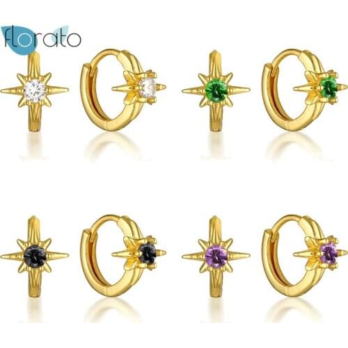 YUXINTOME 925 Silver Ear Buckle Gold 6.8mm Huggies Circle Piercing Hoops Women Fashion Fine Jewelry 2021 Wedding Crystal Zircon