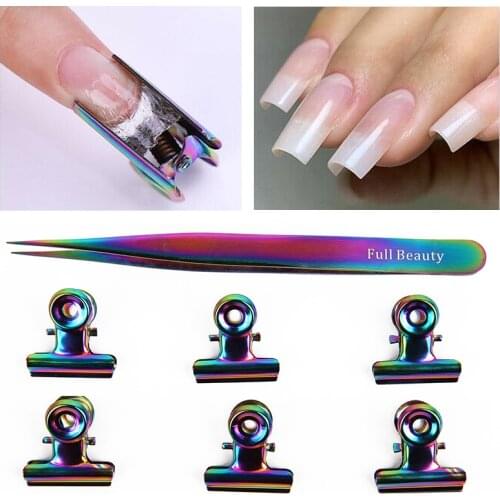 Curve C Nail Pinching Clips French Nail Form Tips Tweezers Stainless Steel Acrylic Nails Extension Pinchers Multi Function Tools