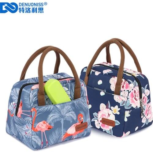 Women Floral Large Capacity Lunch Bag Waterproof Portable Cooler Picnic Bags for Food Men Thermal Box Kids Insulated Bag marmita