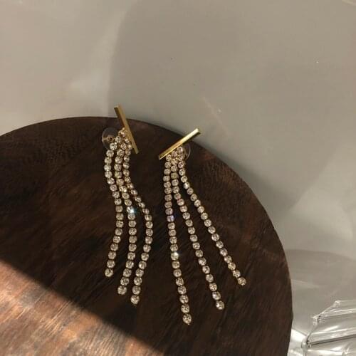 Brass With 24K Gold Fringe Zircon Tassel Drop Earrings Women Fine Jewelry Designer T Show Runway Gown Jewelry Rare INS