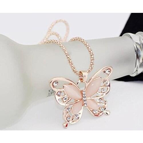 Crystal Butterfly Necklace For Women Jewelry Color Shipping Long Pendant Necklace Drop Antique Animal Necklace A1W3