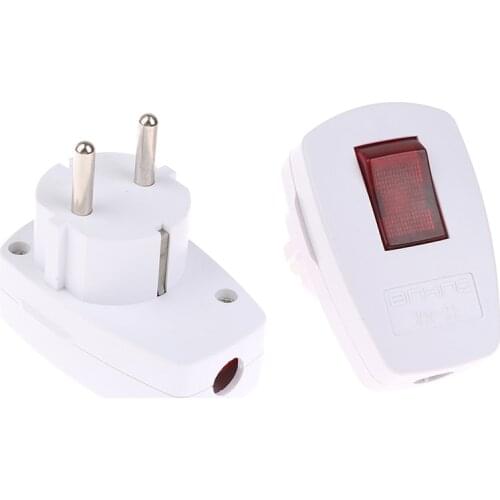 1PC Germany Type F Rewireable Power Plug W/ LED Indicator Switch Detachable European Plug
