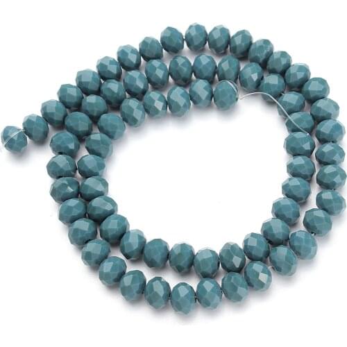 2 Strand 4mm 6mm 8mm Glass Porcelain Crystal Chain Link Beads Dark Green Faceted Jewelry Findings Supplies