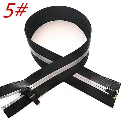 2 Pieces of (20/70cm) 5# Open End Black Waterproof reflective TPU Nylon Zipper, Used For Handicrafts, Sewing Bags, Accessories