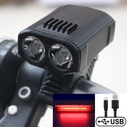 2000 Lumens Bike Front Light USB Rechargeable Built-In Battery 5 Modes MTB Road Bicycle Headlight LED Cycling Torch Flashlights