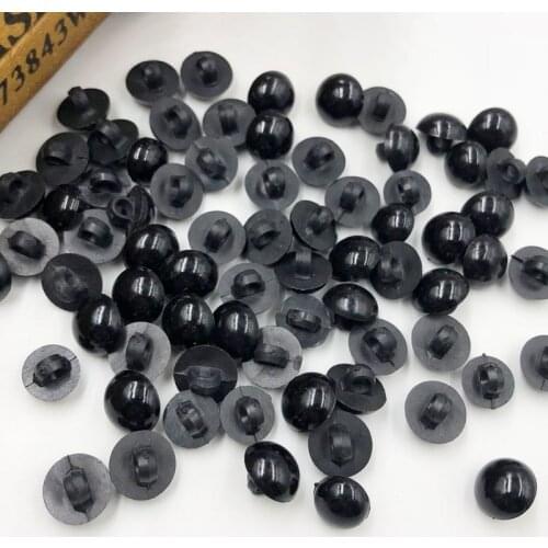 50/100pcs 12mm Acrylic Mushroom Black Shank Buttons Plastic Decorative Button Negro DIY Sewing Eye For Dolls Toy Eyes PT255
