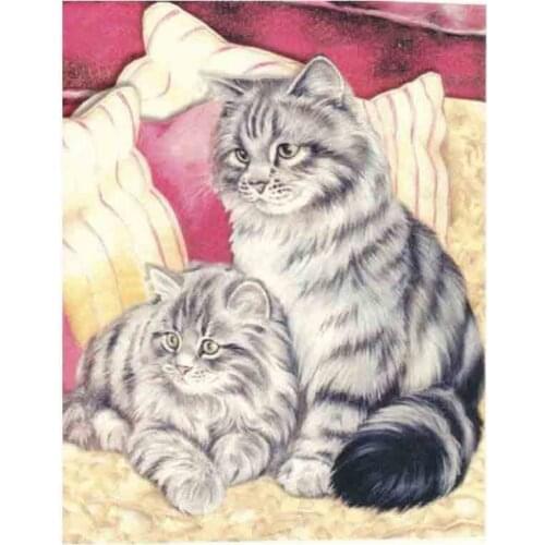 Kexinzu 5D DIY Full Square Round Stone Diamond Painting Cross Stitch Animal Cat 3D Diamond Embroidery Mosaic Work Hobby Gift