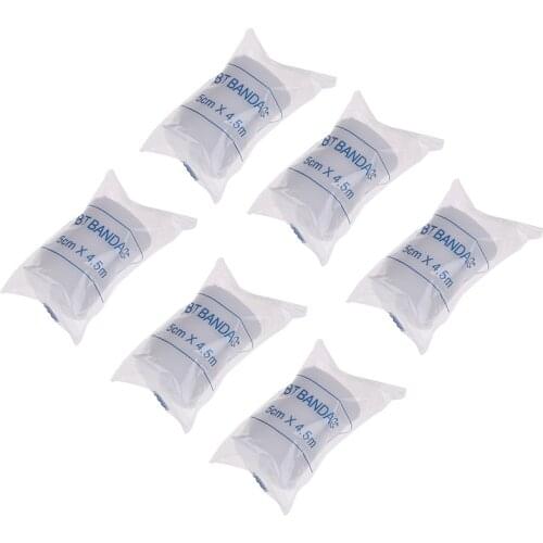 6 rolls/lot 5cmx4.5m PBT Elastic Bandage First Aid Kit Gauze roll Wound Dressing Medical Nursing Emergency Care Bandage