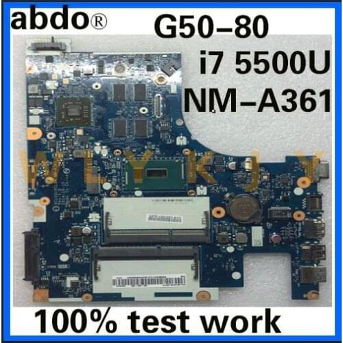 Abdo ACLU3/ACLU4 NM-A361 motherboard for Lenovo G50-80 G50-80M notebook motherboard CPU i7 5500U R5 M330 DDR3 100% test work