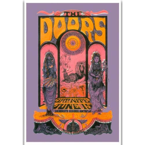 The Doors American Rock Band Jim Morrison Vintage Silk Fabric Wall Poster Art Decor Sticker Bright