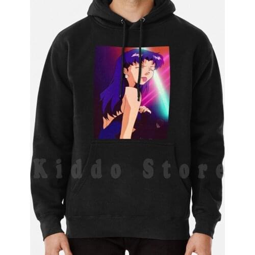 Evangelion - Misato hoodies long sleeve Anime Manga Girl Woman Misato Katsuragi Club Clubbing Lights Sad