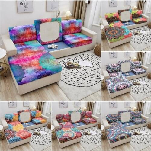 Mandala Printed Sofa Cushion Cover Elastic Furniture Protector Sofa Seat Cushion Slipcover Spandex Couch Cover for Living Room