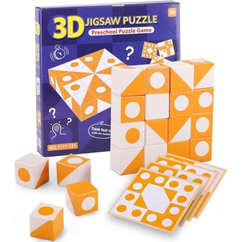 Montessori Wooden Puzzle Kids Toys Wisdom Jigsaw Early Education Learning Toys Tangram Children Game Single 3D Puzzle