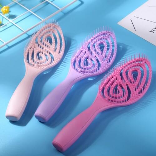 Women Detangler Hair Brush Scalp Massage Tangle Teaser Comb Styling Beauty Tools Women Hanging Hole Handle Grip Curly Hair