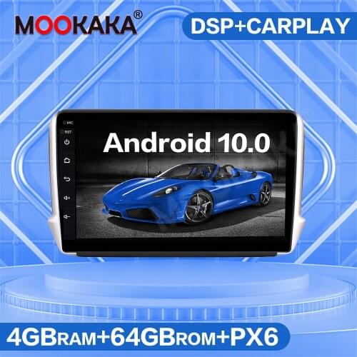 DSP Android 10.0 64GB Car GPS Navigation Multimedia Player For Peugeot 2008 208 2011-2019 Auto Radio Stereo Head Unit 4G SIM LTE