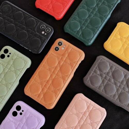 Rhombus Trellis Leather Cases Full-Proof Fashion Shell For Iphone 7G 8S 7Plus X XR XS 11 12 PRO MAX SE2020 Solid Soft Cases