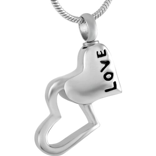 LKJ9355 LOVE Engraving Keepsake Urn Ash Pendant Never Fade Heart Cremation Necklace Stainless Steel Jewelry