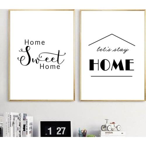 Black And White Home Sweet Home Quote Wall Art Poster Print Alphabet Picture Painting Wall For Kids Room Nursery Home Decoration