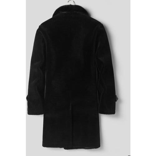 Real Fur Coat Men Luxury Mink Fur Collar Long Sheep Shearing Jacket Man Winter Clothes 2019 Korean Warm Wool Coats 8517Z