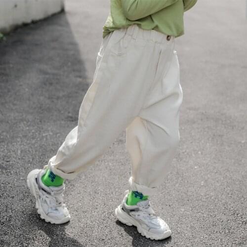 Soft Baby Boys Pants Kids Girls Harem Pants Cotton Joggers Trousers Children Clothes White Sweatpant 12-24 Month 3 4 5 6 7 Years