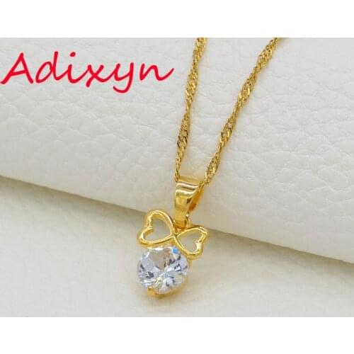 Adixyn Crystal Pendant Necklaces for Women/Girls Gold Color Cubic Zirconia Jewelry for Mom Girlfriend Sister Daughter Gifts