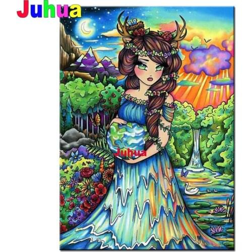 Full Drill Square Round 5d Diy Diamond Painting Pretty Pregnancy Woman Diamond Embroidery Angel Girl Decoration For Home