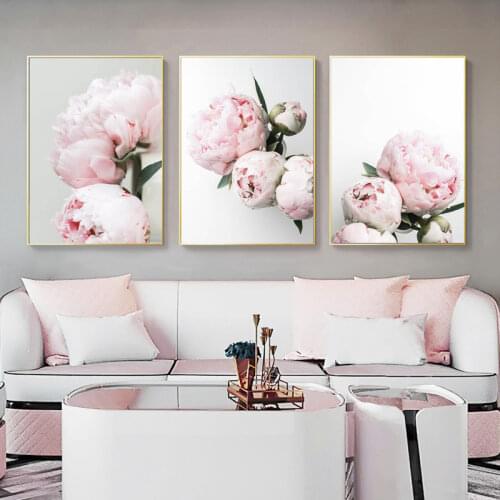 Peony Flower Canvas Poster Nordic Blush Floral Botanical Print Wall Art Painting Scandinavian Decoration Picture Room Decor