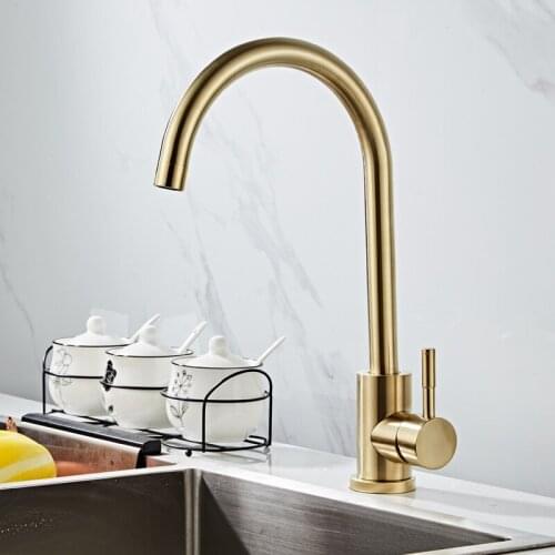 Kitchen Faucet Swivel Stainless Steel Sink Faucet Rotating Bathroom Faucet Sink Basin Mixer Tap Brushed Gold Sink Tap